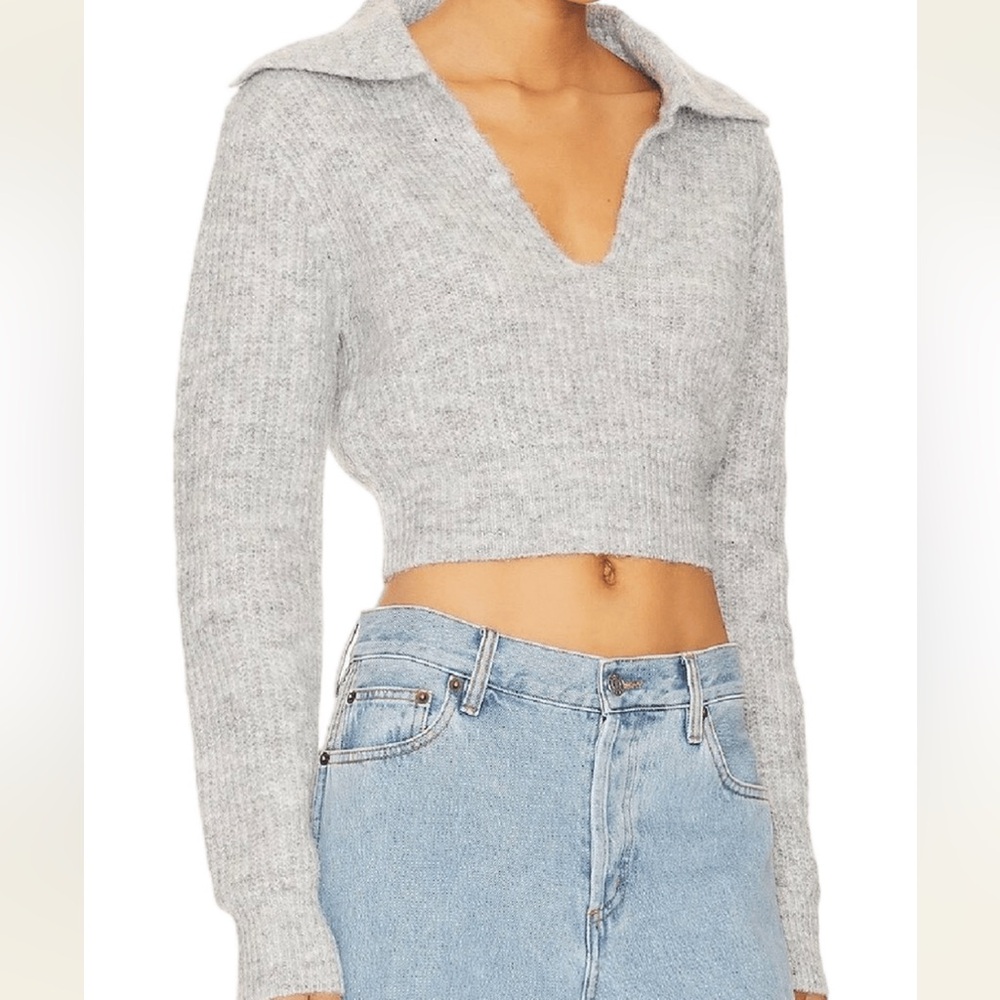 Gray Knit Cropped Sweater